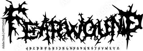 Fearwound Extreme Black Metal Font Alphabet – Chaotic Thorn Spiky Display Typeface with Brutal Dark Aesthetic for Death Metal Logos, Underground Branding, Album Covers & Aggressive Typography Design
