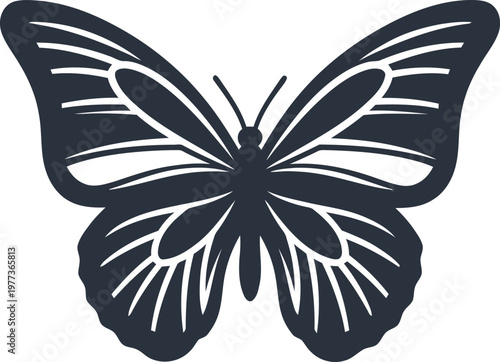 Elegant Butterfly Silhouette Vector Illustration.