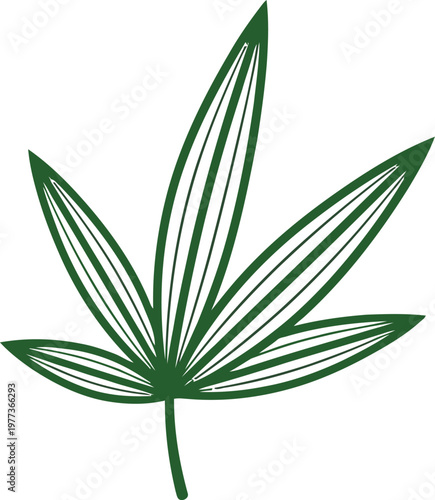 Green cannabis leaf illustration with striped texture.