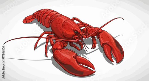 Vibrant Red Lobster Illustration with Detailed Claws and Antennae