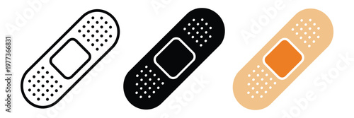 Band, aid and plaster icon, adhesive badge symbol, first aid vector illustration, medical care, wound treatment, healthcare symbols, flat vector graphics for apps, websites, hospitals, and health 