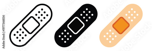 Band, aid icon, adhesive badge symbol, plaster, first aid icon, vector illustration, medical care, wound treatment, health and safety, healthcare design, flat vector graphics for apps, websites, and 