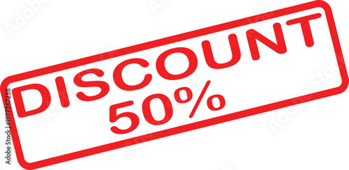 Discount fifty percent off stamp on white background