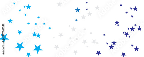 seamless pattern with blue stars shiny glittering on transparent background. Twinkle star vector png confetti pattern.