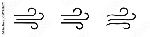 Wind and Air Flow Icon Set for Weather and Ventilation Design