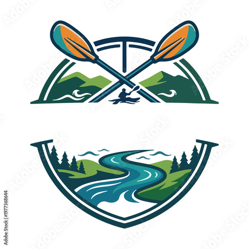 kayak illustration, kayaking outdoor , camping kayak, river kayak svg