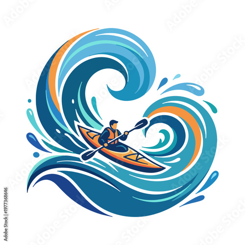 kayak illustration, kayaking outdoor , camping kayak, river kayak svg