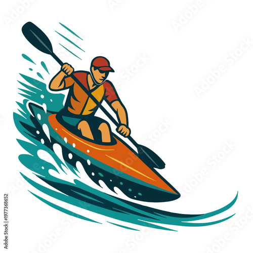 kayak illustration, kayaking outdoor , camping kayak, river kayak svg