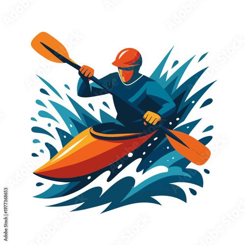 kayak illustration, kayaking outdoor , camping kayak, river kayak svg