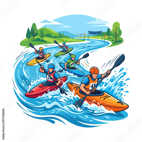 kayak illustration, kayaking outdoor , camping kayak, river kayak svg