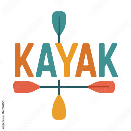Creative Paddle Typography Vector Design, Kayaking Quote Lettering Illustration
