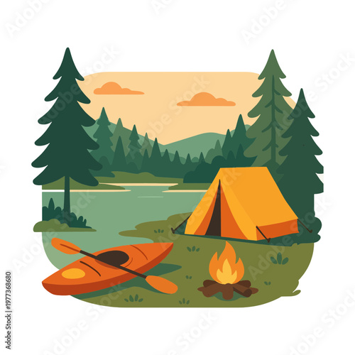 kayak illustration, kayaking outdoor , camping kayak, river kayak svg
