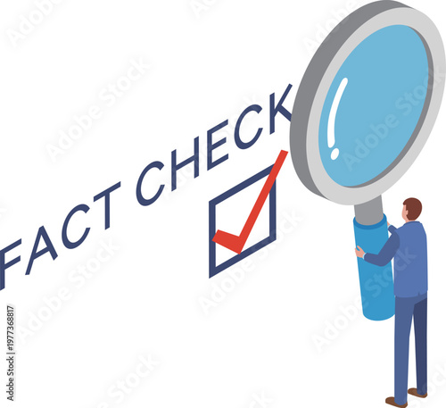 ファクトチェックする男性