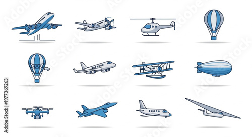 Collection of various aircraft and air vehicles illustrations.