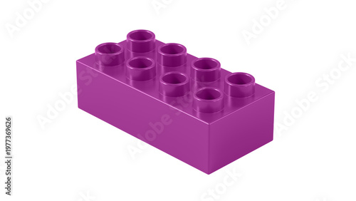Dark Purple Plastic Toy Building Block Isolated on White Background. Concept of Construction Creativity Education and Modular Design for Kids Learning and Play. 3D Illustration