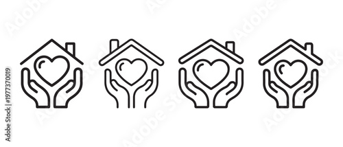 Hands Holding Heart Inside House, Symbolizing Care, Love, Home, and Security.