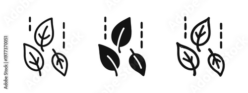 Falling Leaves Icon Set representing Autumn Season and Nature