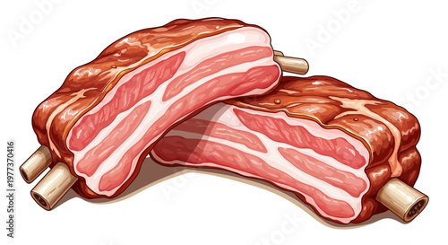 Delicious Cartoon Ribs: Juicy, Cooked, and Ready for Grilling or Eating