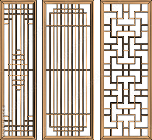 Traditional Vintage Wardrobe Panel with Classic Geometric Screens Professional Architectural Asset for High-End Furniture and Cabinetry Design