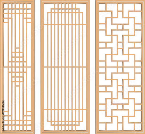  Traditional Vintage Wardrobe Panel with Classic Geometric Screens Professional Architectural Asset for High-End Furniture and Cabinetry Design