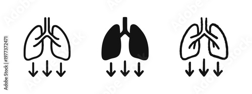 Human Lungs Respiration Icon Set for Medical and Health Use