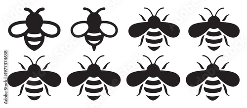 Wasp and hornet silhouette set of four  icon. vector illustration eps 10