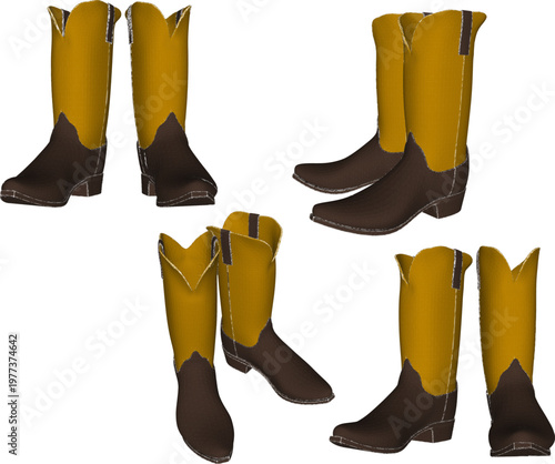 Vector sketch illustration silhouette design 3d rendering of boots for working in muddy places and latest fashion