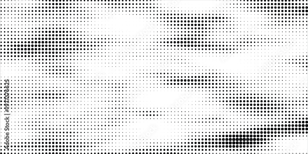 Fototapeta premium Grunge halftone gradient background. Faded grit noise texture. White and black sand wallpaper. Retro pixelated backdrop. Anime or manga style comic overlay. Vector graphic design textured template