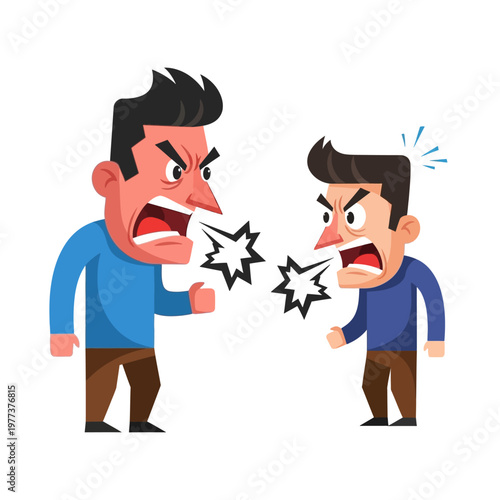 Angry Men Arguing Cartoon Illustration