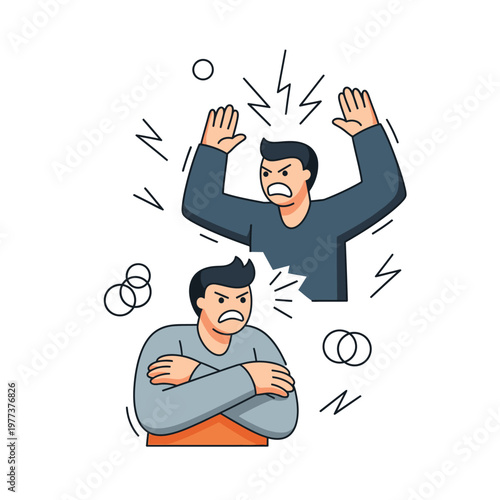 Angry Men Arguing, Conflict and Disagreement, Stress and Frustration