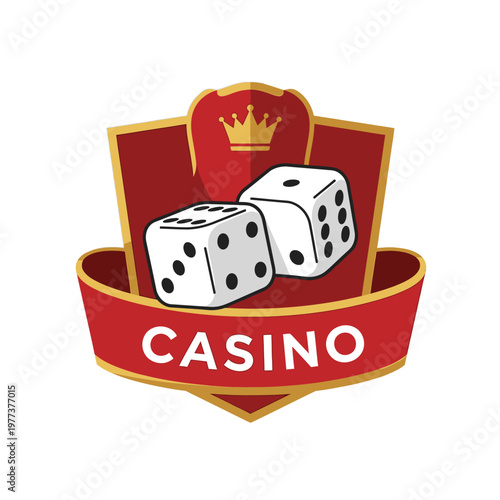 Casino Emblem with Dice and Crown Icon - Gambling Entertainment Symbol