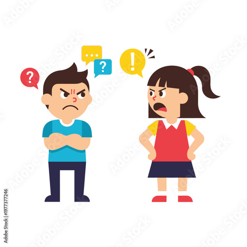 Children Arguing, Conflict, Disagreement, Kids Fighting, Communication Problems, Angry Faces