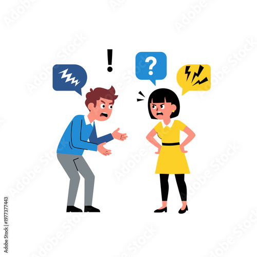 Couple arguing, communication breakdown, conflict, disagreement, misunderstanding, family dispute
