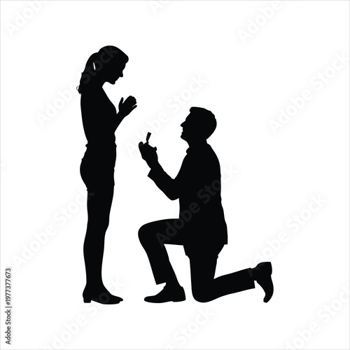 A man proposing to a woman with a ring in a romantic gesture