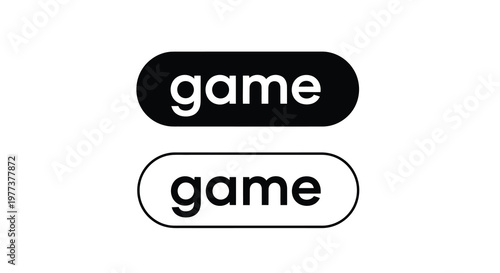 Minimalist design featuring the word game in black and white silhouette
