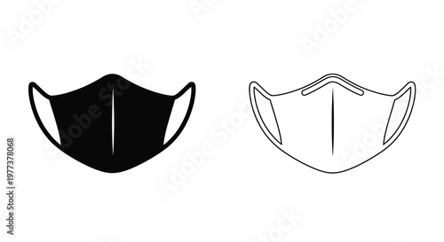 Two face masks one black and one white graphic silhouette