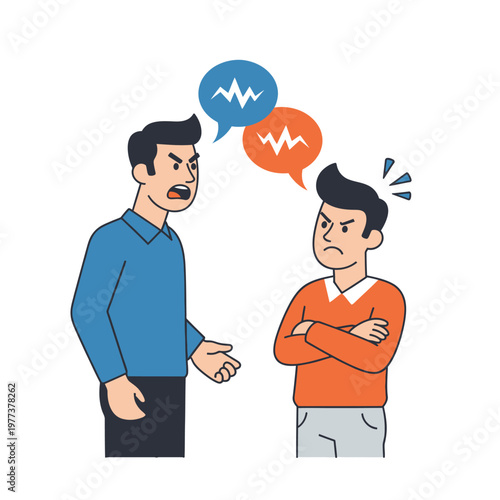 Father and son arguing, conflict, disagreement, communication breakdown, family dispute