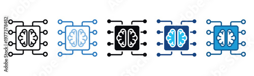 Machine Learning Icon Set Multiple Style Of