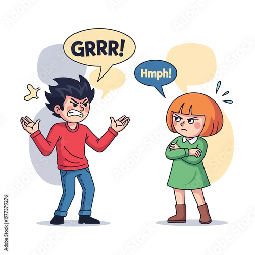 Angry Kids Arguing and Fighting, Disagreement, Frustration, Communication Problems