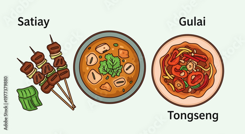 Eid al-Adha Feast Satay and Tong seng Traditional Delicacies