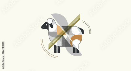 Happy Eid al-Adha Islamic Festival Greeting Sheep Illustration