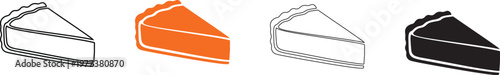 A graphic illustration of four colored pie chart wedges on a white background