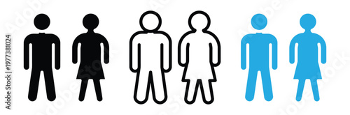 Six people icons in different colors on white background for user interface design