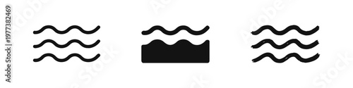 Water Waves Icon Set Representing Sea Ocean River Flow or Tides