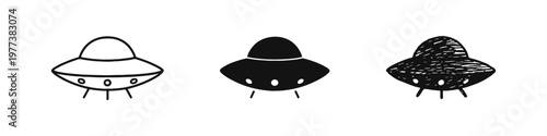 UFO Flying Saucer Icon Set for Space Alien and Science Fiction Themes