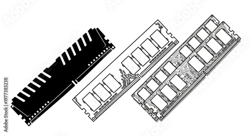 Computer RAM modules, memory cards, electronic components, hardware