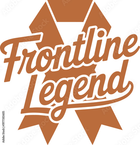 Frontline legend text and ribbon illustration, vector graphic in outline style