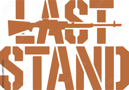 Military rifle silhouette incorporated into the phrase 