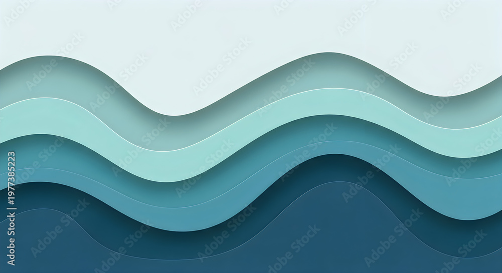 Obraz premium layered wavy paper design in shades of blue