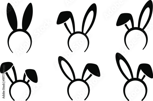 Rabbit ears, bunny ears headband silhouette. 